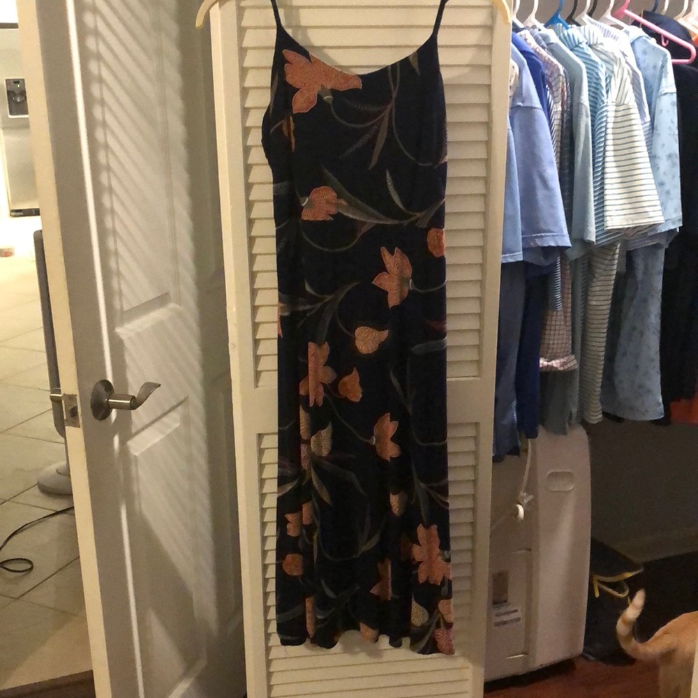 Navy Floral LOFT Midi Dress